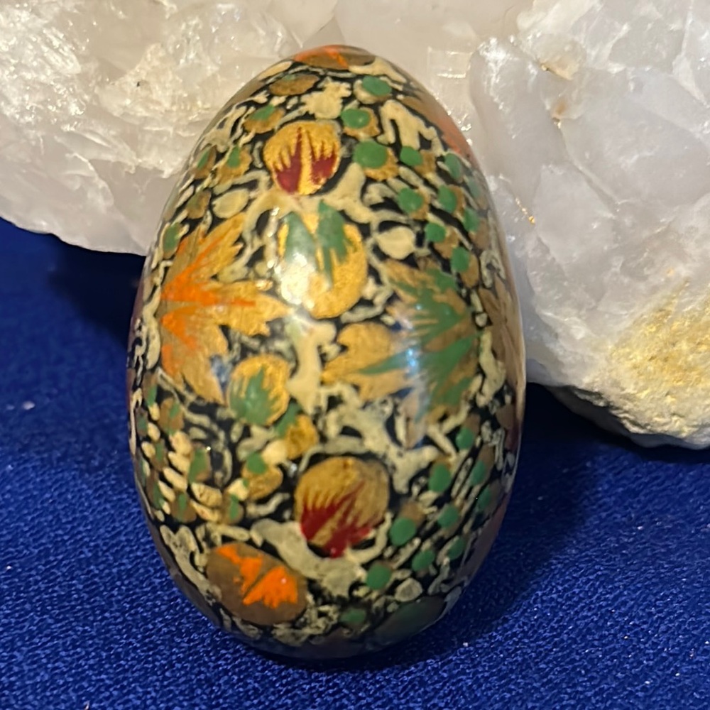 Handcrafted Floral Decorative Egg. Vintage